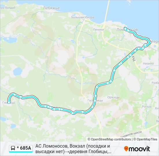 Автобус * 685А: карта маршрута
