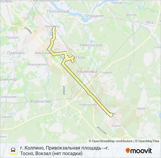 * 611Б  (ТОСНЕНСКИЙ РАЙОН) Bus Line Map