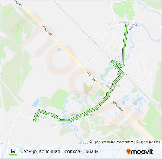 Автобус * 6 (ТОСНЕНСКИЙ РАЙОН): карта маршрута