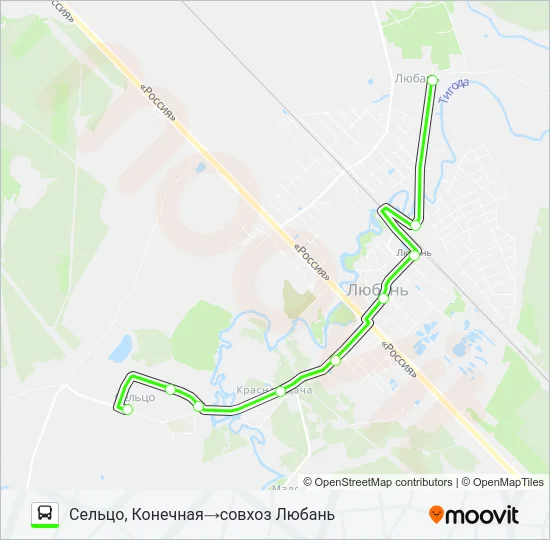 Автобус * 6 (ТОСНЕНСКИЙ РАЙОН): карта маршрута