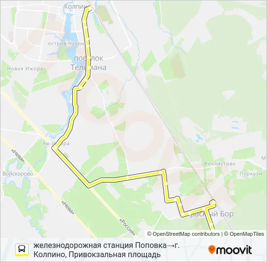 Автобус * 611 (ТОСНЕНСКИЙ РАЙОН): карта маршрута