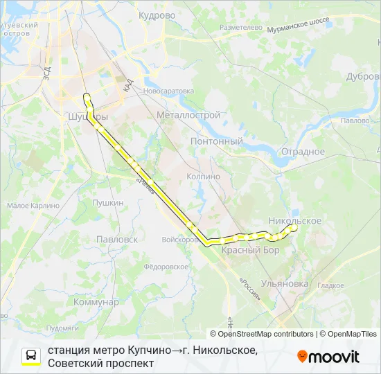 * 688 (ТОСНЕНСКИЙ РАЙОН) Bus Line Map