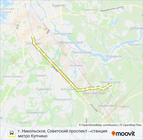 Автобус * 688 (ТОСНЕНСКИЙ РАЙОН): карта маршрута