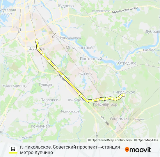 * 688 (ТОСНЕНСКИЙ РАЙОН) Bus Line Map