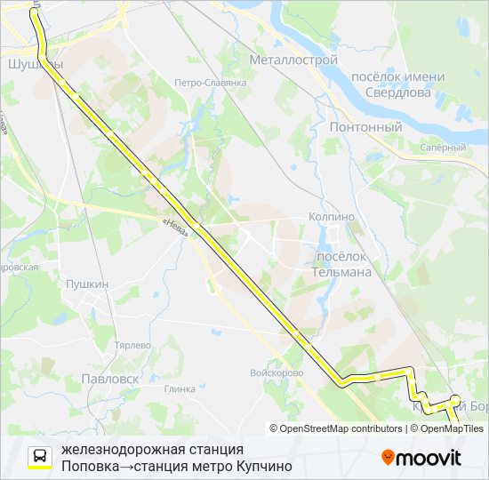 Автобус * 688П (ТОСНЕНСКИЙ РАЙОН): карта маршрута