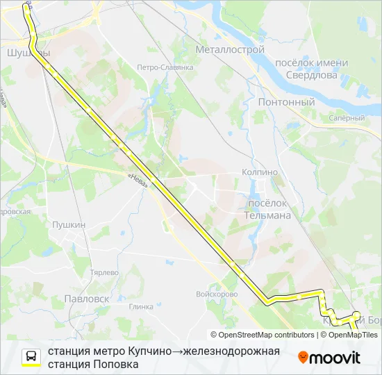 Автобус * 688П (ТОСНЕНСКИЙ РАЙОН): карта маршрута