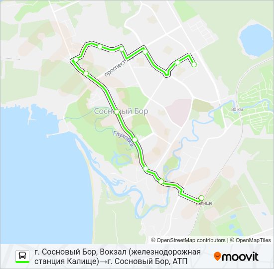Автобус * 6 (СОСНОВЫЙ БОР): карта маршрута