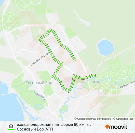 Автобус * 7 (СОСНОВЫЙ БОР): карта маршрута