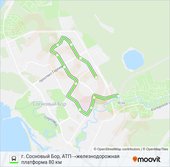 Автобус * 7 (СОСНОВЫЙ БОР): карта маршрута