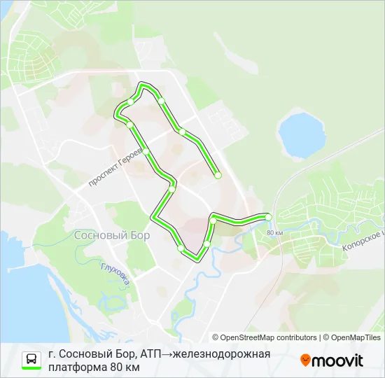 Автобус * 7 (СОСНОВЫЙ БОР): карта маршрута