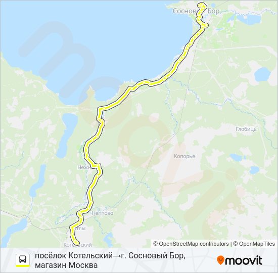 Автобус * 677 (ЛОМОНОСОВСКИЙ РАЙОН): карта маршрута