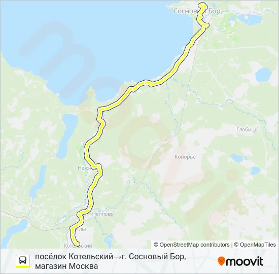 Автобус * 677 (ЛОМОНОСОВСКИЙ РАЙОН): карта маршрута