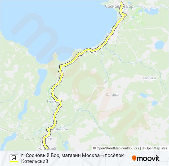 Автобус * 677 (ЛОМОНОСОВСКИЙ РАЙОН): карта маршрута