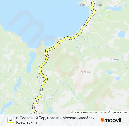 Автобус * 677 (ЛОМОНОСОВСКИЙ РАЙОН): карта маршрута