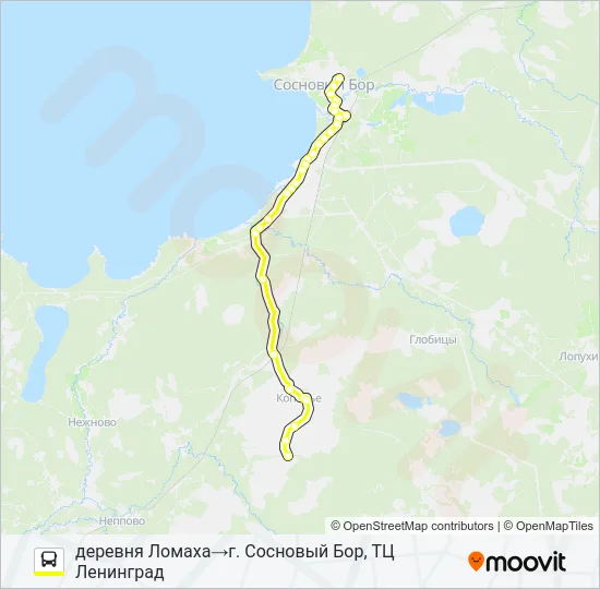 Автобус * 677А (ЛОМОНОСОВСКИЙ РАЙОН): карта маршрута
