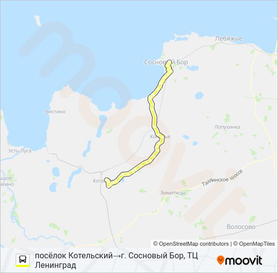 Автобус * 677А (ЛОМОНОСОВСКИЙ РАЙОН): карта маршрута