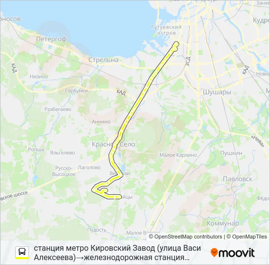 Автобус * 546 (ЛОМОНОСОВСКИЙ РАЙОН): карта маршрута