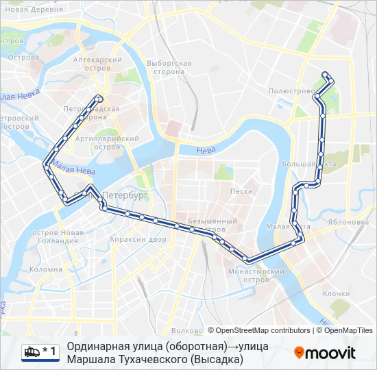* 1 Trolleybus Line Map
