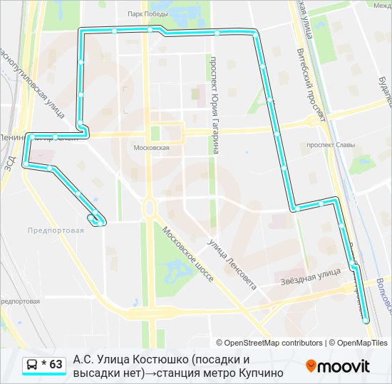 Автобус * 63: карта маршрута