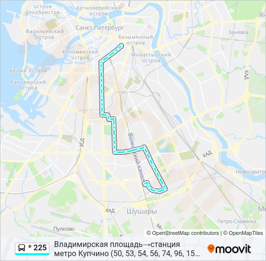 Автобус * 225: карта маршрута