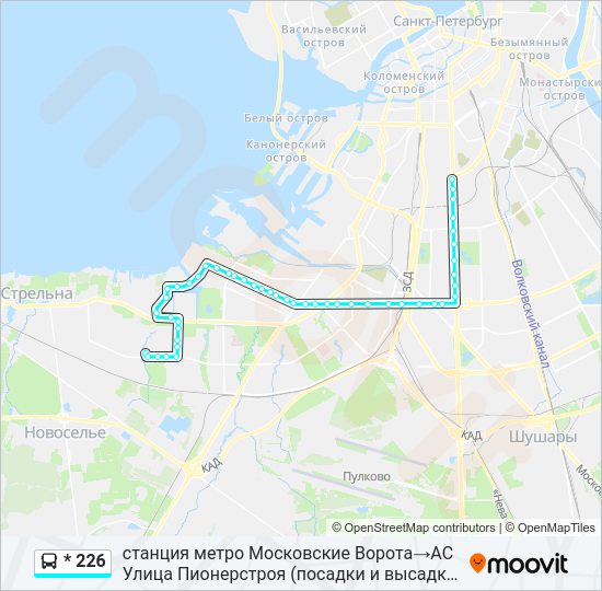 Автобус * 226: карта маршрута