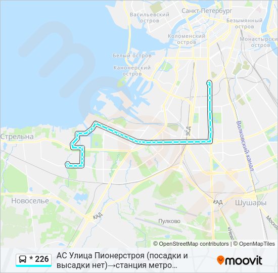 Автобус * 226: карта маршрута