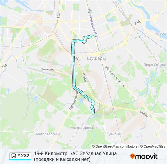 Автобус * 232: карта маршрута