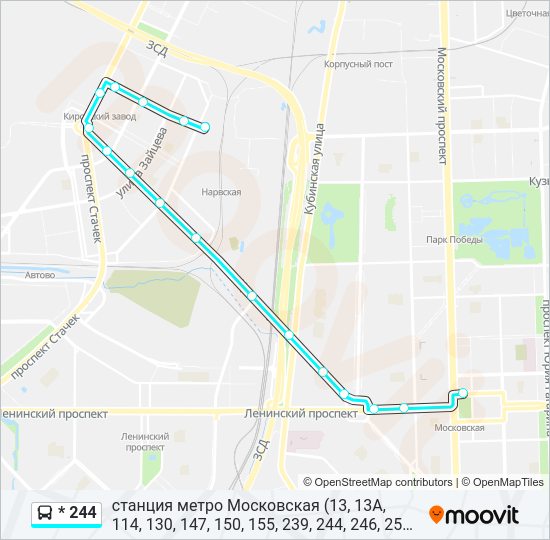 Автобус * 244: карта маршрута