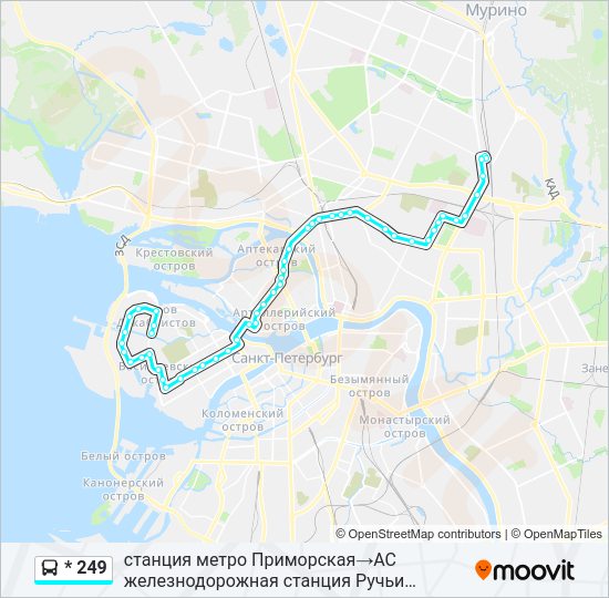 Автобус * 249: карта маршрута