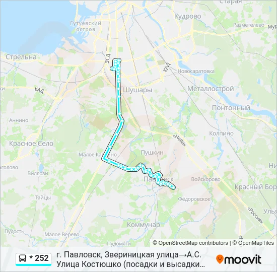 * 252 Bus Line Map
