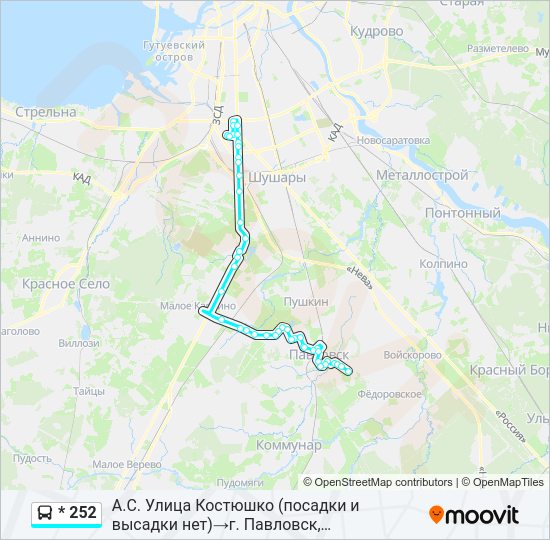 Автобус * 252: карта маршрута