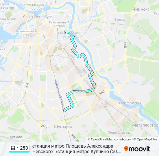 Автобус * 253: карта маршрута