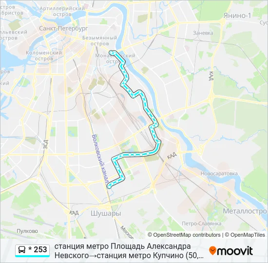 Автобус * 253: карта маршрута