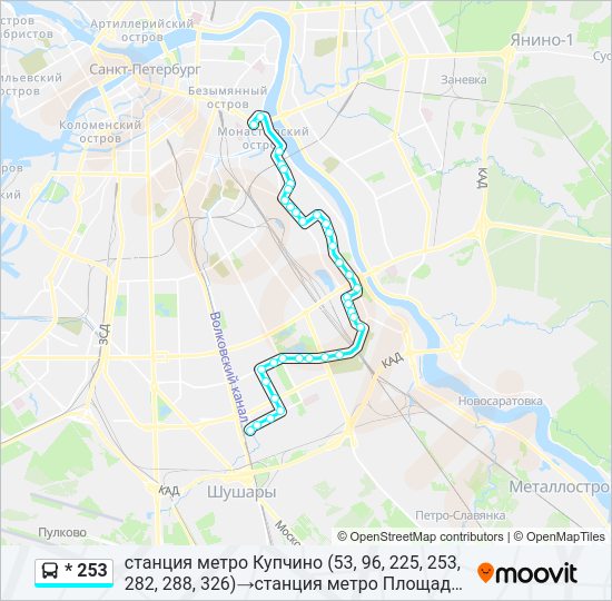 Автобус * 253: карта маршрута