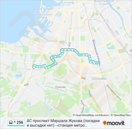 Автобус * 256: карта маршрута