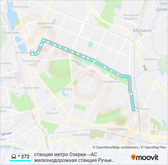 Автобус * 272: карта маршрута