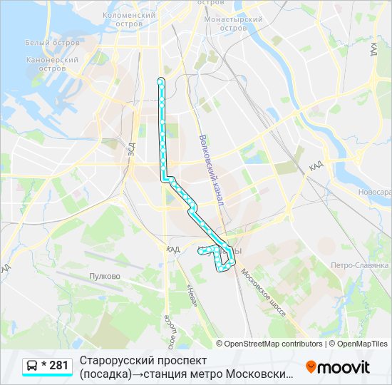 Автобус * 281: карта маршрута