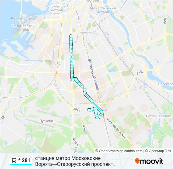 Автобус * 281: карта маршрута