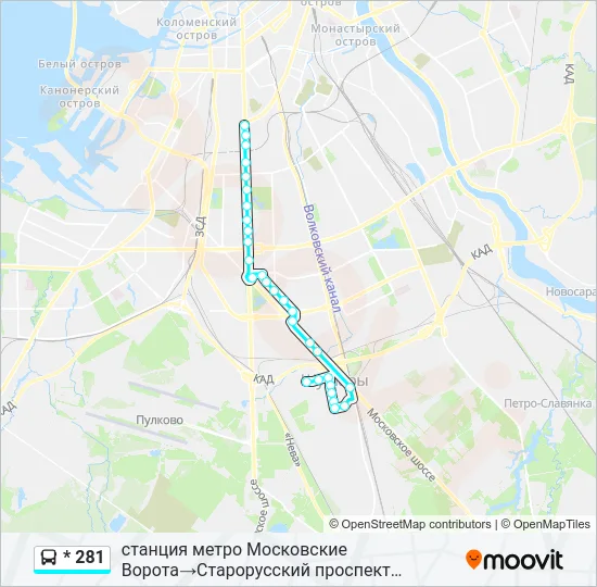 * 281 Bus Line Map