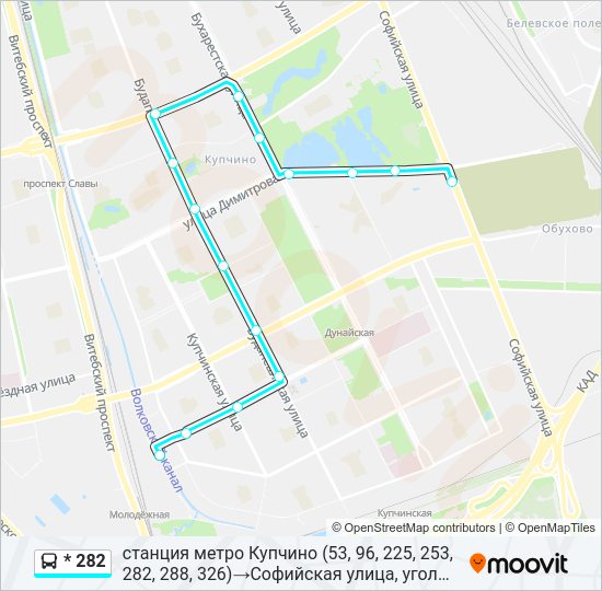 Автобус * 282: карта маршрута