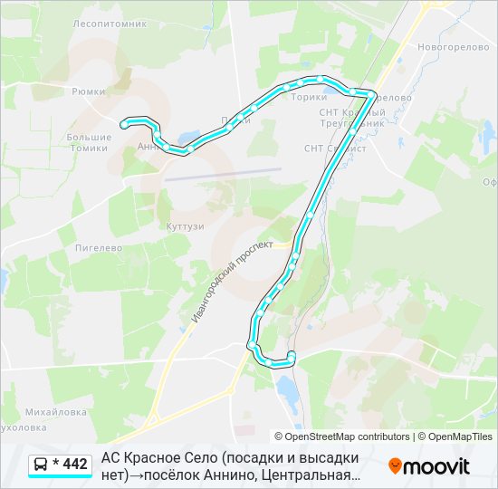 Автобус * 442: карта маршрута