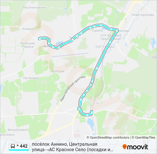Автобус * 442: карта маршрута