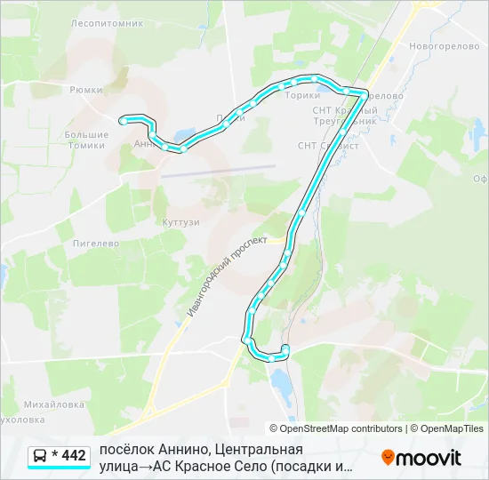 Автобус * 442: карта маршрута