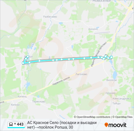 Автобус * 443: карта маршрута