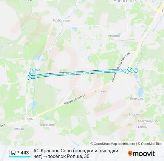 * 443 Bus Line Map
