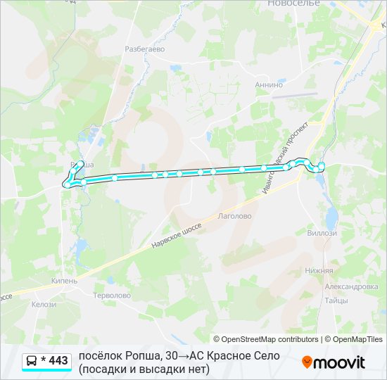 Автобус * 443: карта маршрута