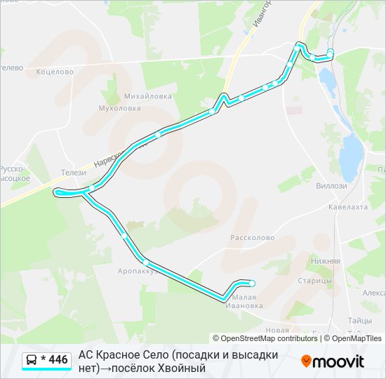 Автобус * 446: карта маршрута