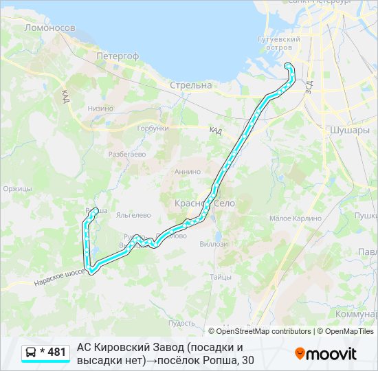 Автобус * 481: карта маршрута