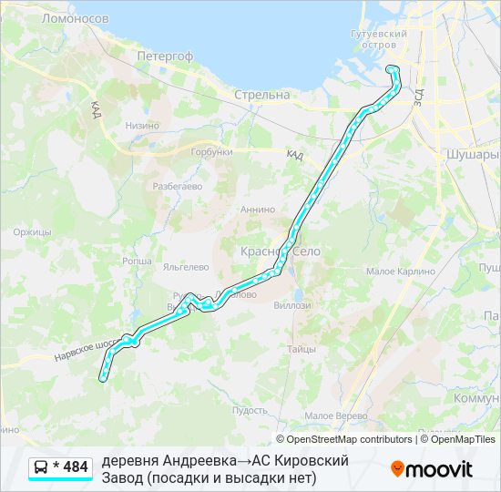 Автобус * 484: карта маршрута