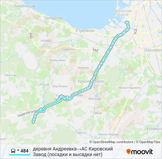 Автобус * 484: карта маршрута